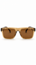 Prada Brown Gradient Square Sunglasses – Transparent Grey & Amber Frame