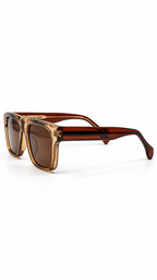Prada Brown Gradient Square Sunglasses – Transparent Grey & Amber Frame