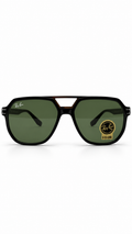 Ray-Ban Black Aviator Sunglasses with Green Lenses