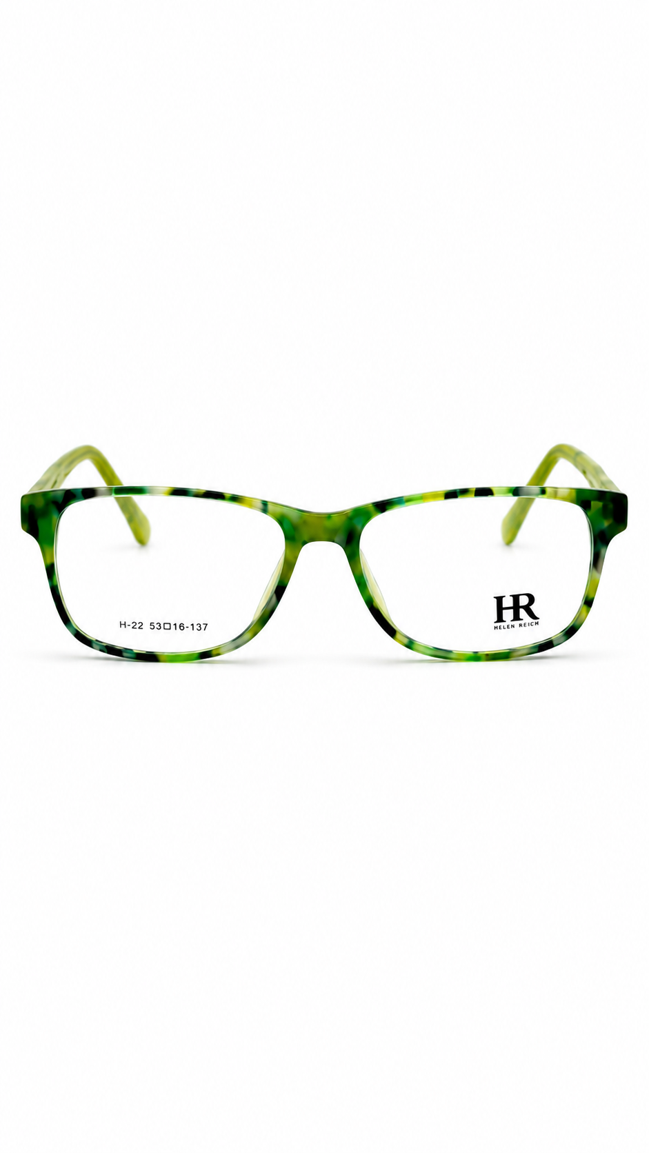 HR H-22 Green Patterned Square Optical Eyeglasses – 53-16-137
