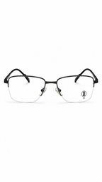 Cartier 4818101 Classic Silver & Black Metal Rectangular Eyeglasses – 53mm