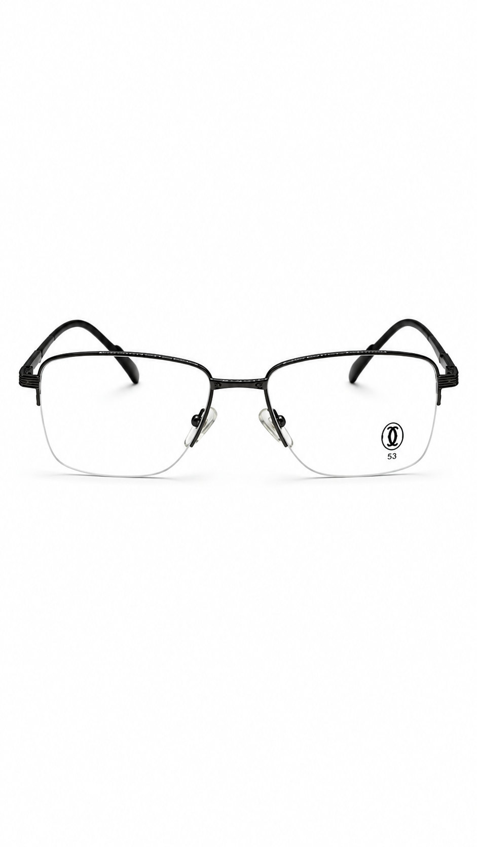 Cartier 4818101 Classic Silver & Black Metal Rectangular Eyeglasses – 53mm