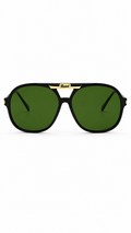 Persol 6403/ 12/44 GL 12 135 Black Sunglasses with Green Lenses – Gold Detail
