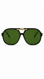 Persol 6403/ 12/44 GL 12 135 Black Sunglasses with Green Lenses – Gold Detail