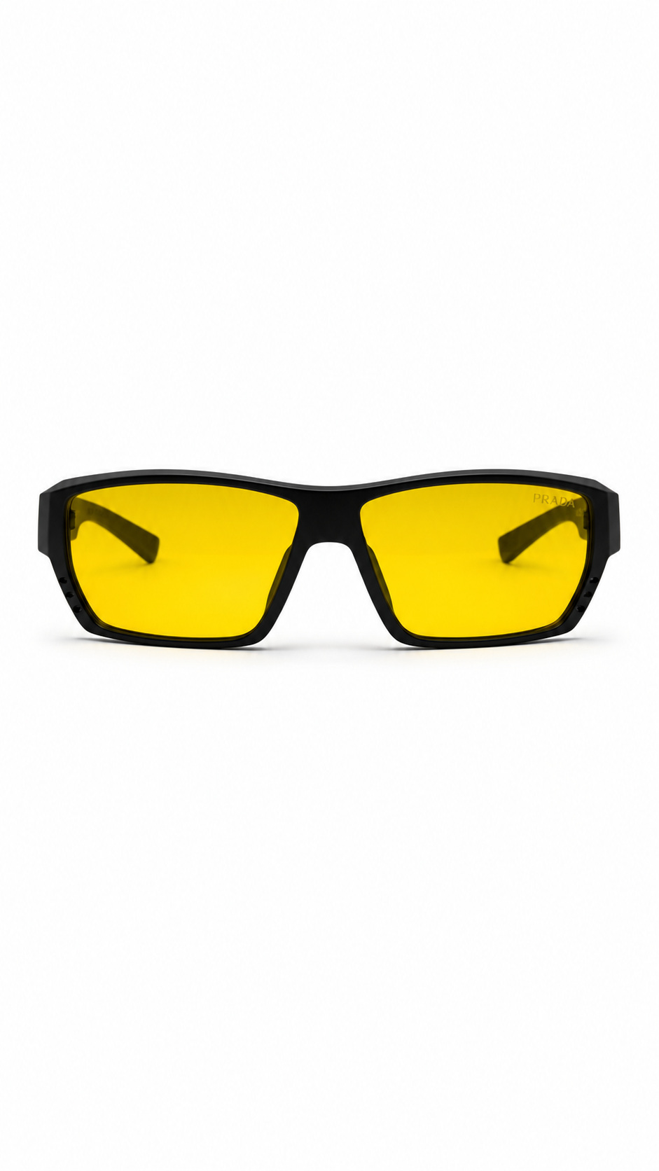 Prada GRA004 Black Sunglasses – Yellow Lens Rectangular Frame