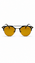 Versace Black & Gold Round Sunglasses with Amber Yellow Lenses