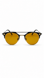 Versace Black & Gold Round Sunglasses with Amber Yellow Lenses