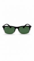 Ray-Ban 4433-M Black & Clear Rectangle Sunglasses with Green Lenses