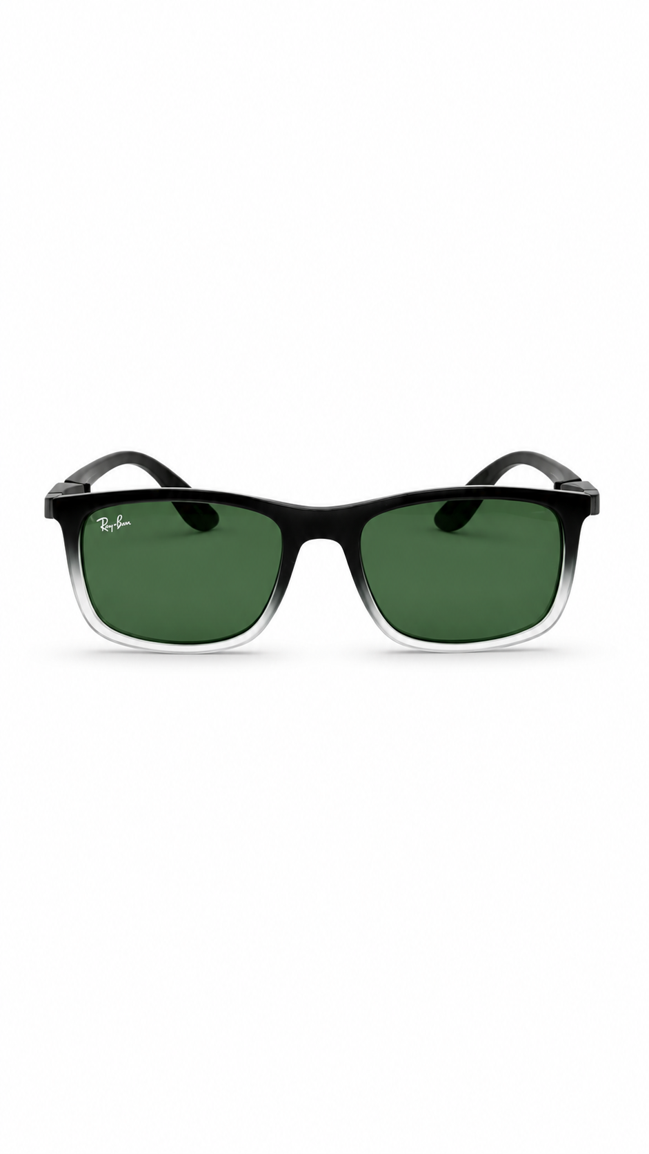 Ray-Ban 4433-M Black & Clear Rectangle Sunglasses with Green Lenses