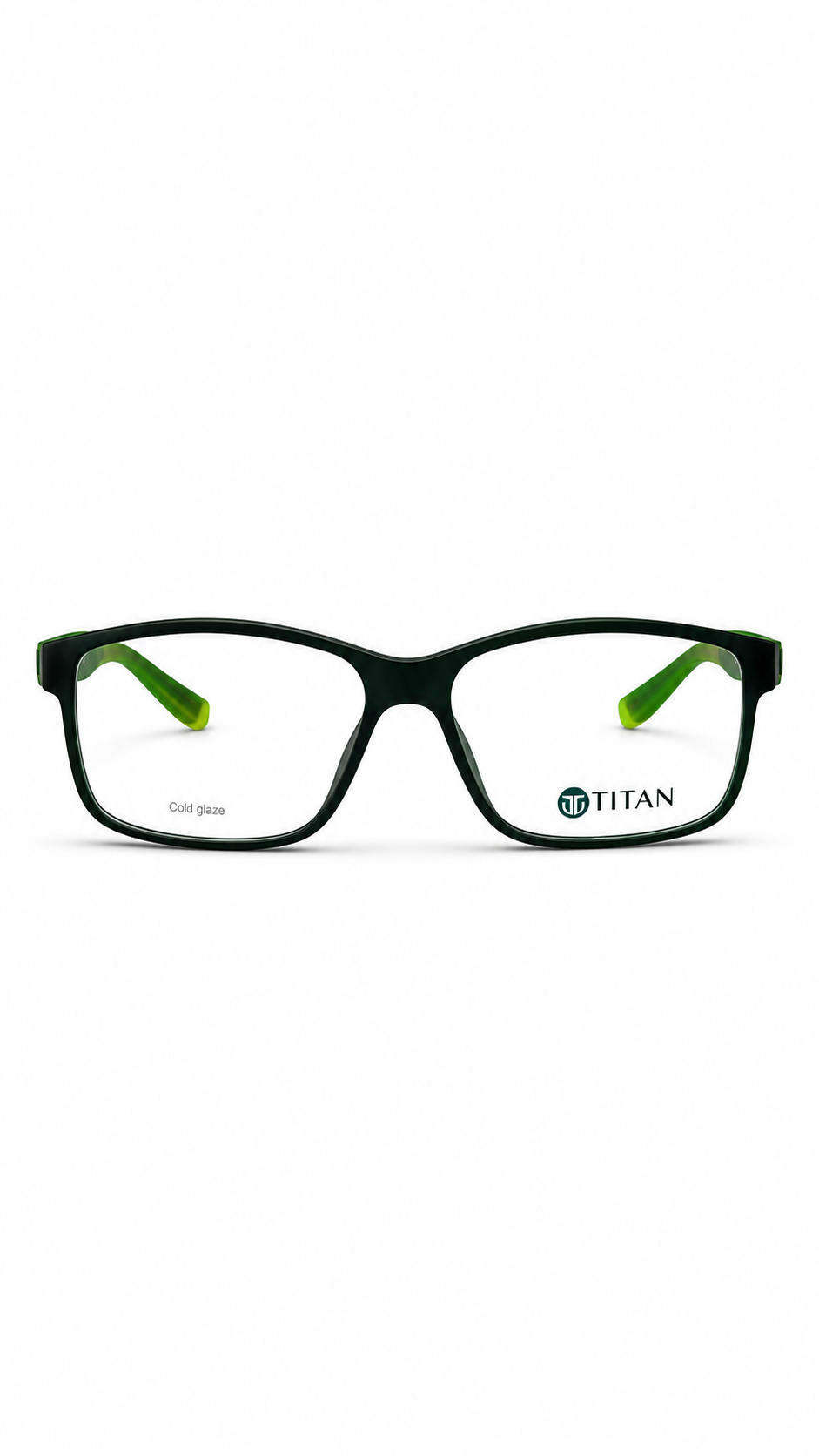 Titan TS1018 Black Rectangle Eyeglasses with Green Accents