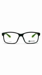 Titan TS1018 Black Rectangle Eyeglasses with Green Accents