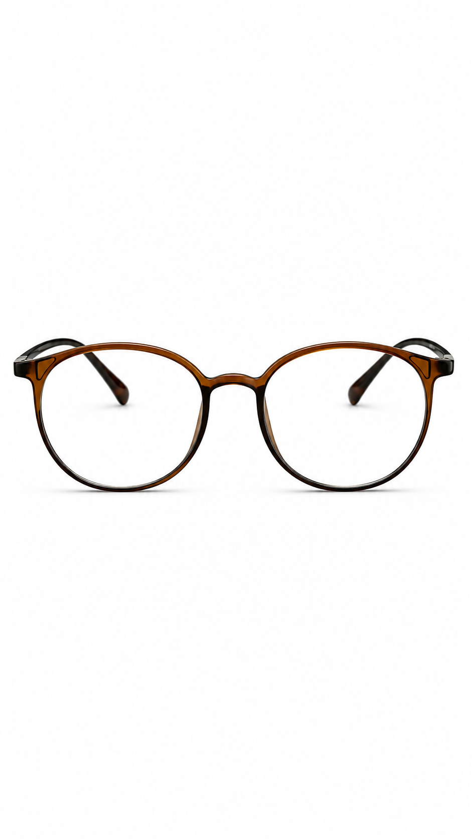 Brown Round Eyeglasses – Classic Transparent Tortoiseshell Optical Frames