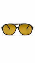 Persol 6403/V2/44 61-12-135 Aviator Sunglasses – Black Frame with Yellow Amber Lenses