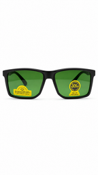 Green Lens Sunglasses – Black Square Frame UV400 Protection