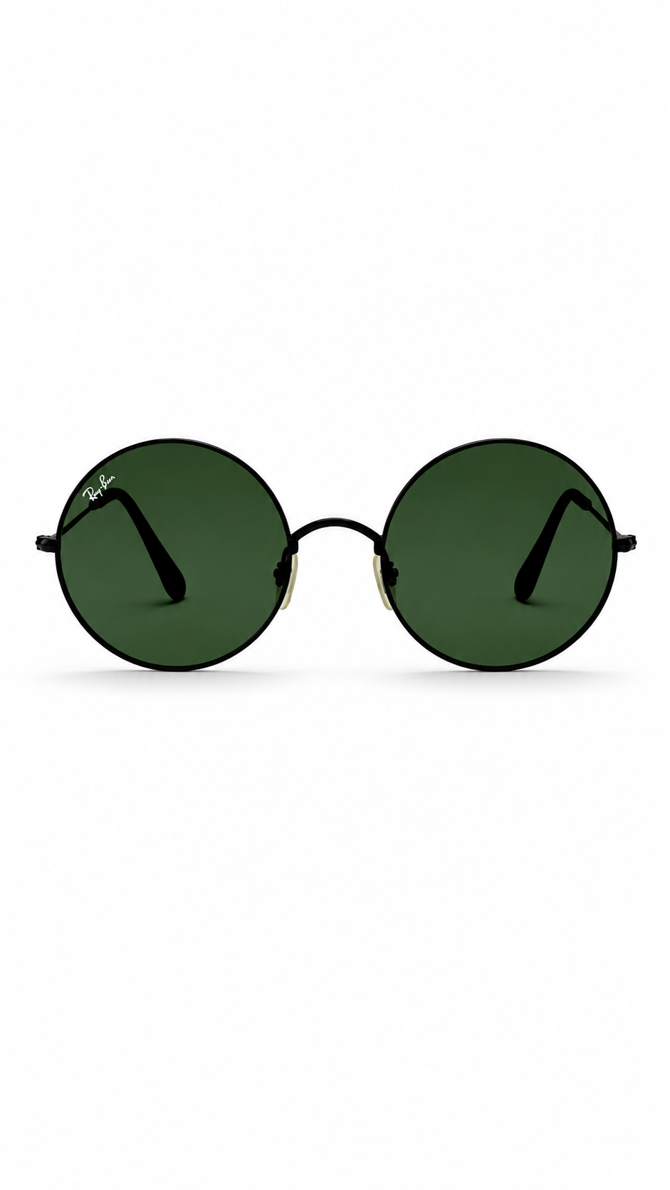 Ray-Ban RB3592 002 Round Sunglasses Black Frame Green Lenses