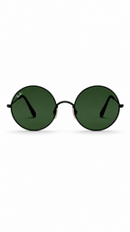 Ray-Ban RB3592 002 Round Sunglasses Black Frame Green Lenses