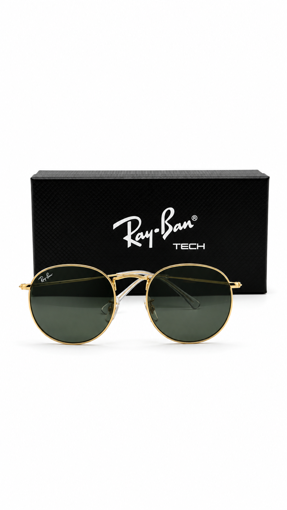 Ray-Ban RB3447 Oval Double Bridge Green Lens Sunglasses