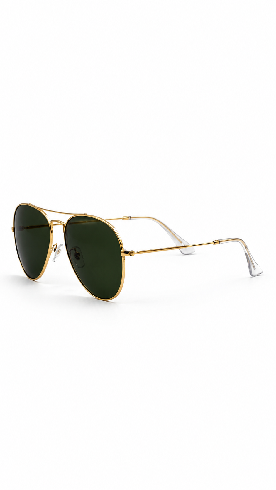Ray-Ban RB3447 Oval Double Bridge Green Lens Sunglasses