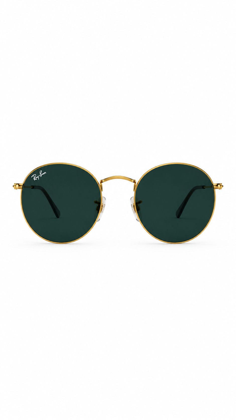 Ray-Ban RB3447 Gold Round Double Bridge Green Sunglasses