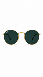 Ray-Ban RB3447 Gold Round Double Bridge Green Sunglasses