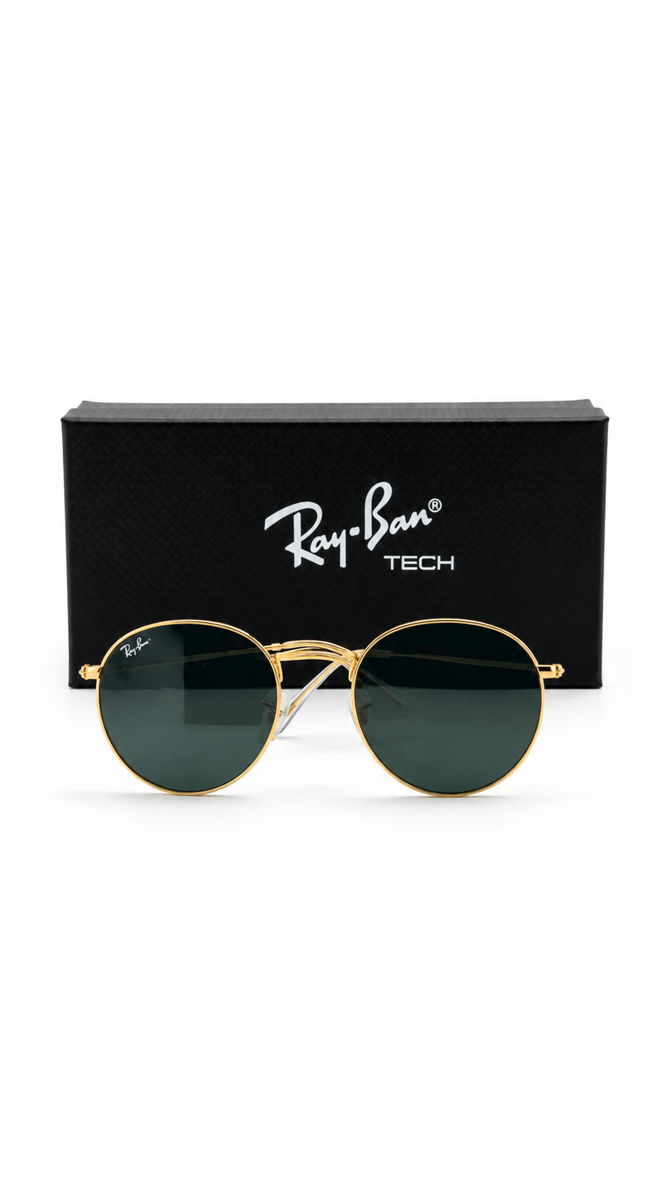 Ray-Ban RB3447 Gold Round Double Bridge Green Sunglasses