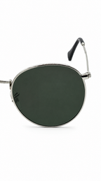 Ray-Ban RB3447 Round Metal Sunglasses – Silver Frame, Green Lenses