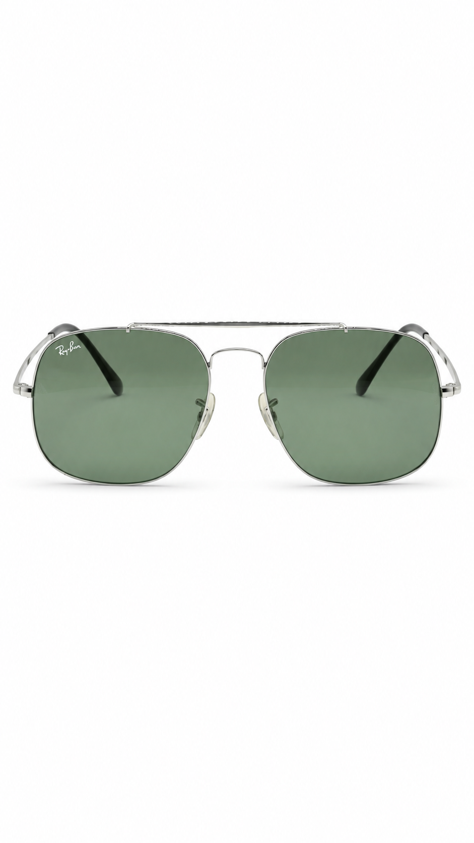 Ray-Ban The General Sunglasses (RB 3561 003 57mm) – Silver Frame / G-15 Green Lenses