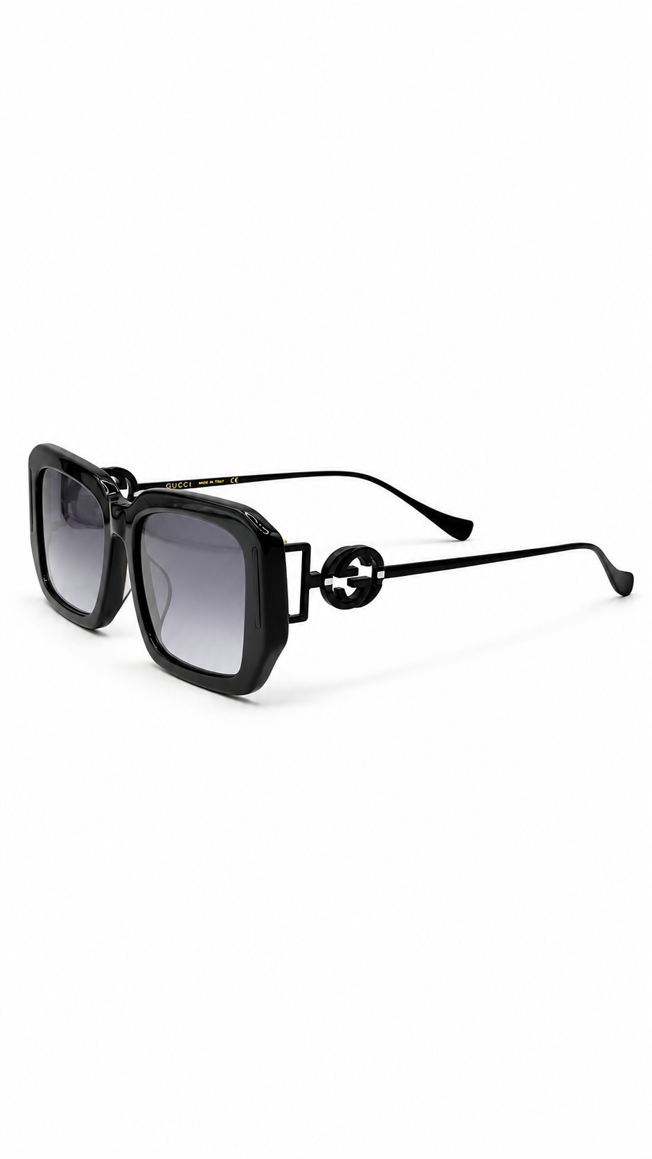 Gucci Interlocking G Rectangular Sunglasses – Black Frame / Grey Gradient Lenses (55-19-140)