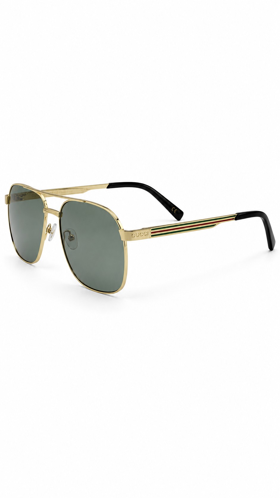 Gucci Aviator Sunglasses – Gold Frame / Green Lenses (61-14-145)