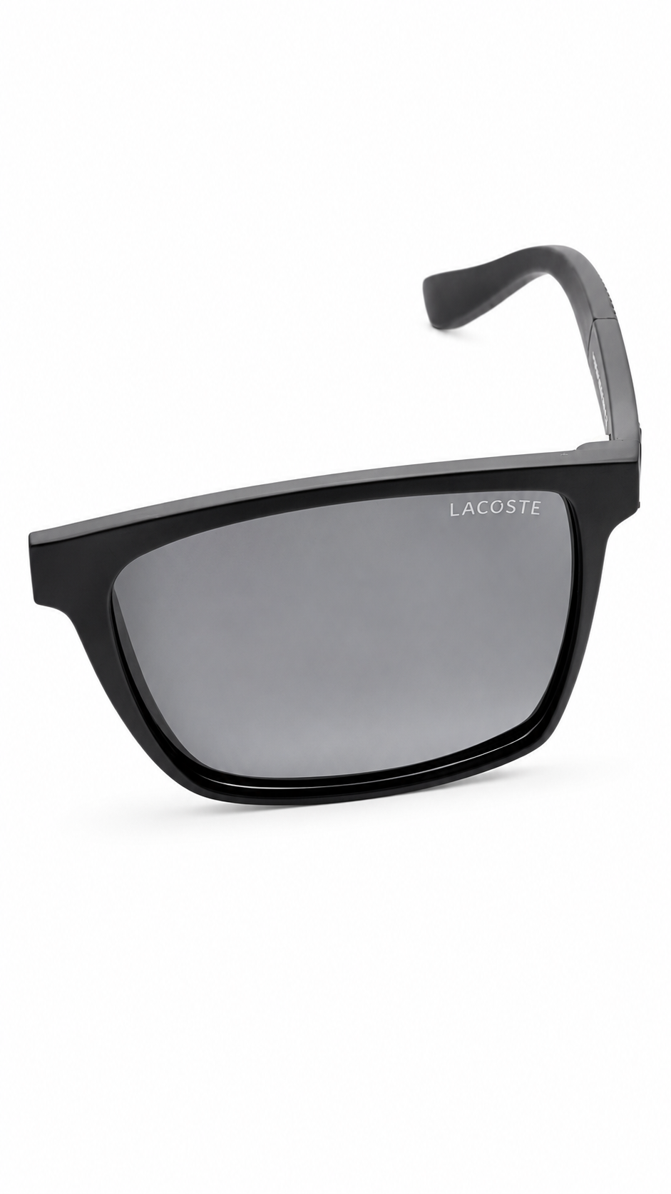 Lacoste Rectangular Matte Black Sunglasses – Silver Mirror Lenses (56-16-140)