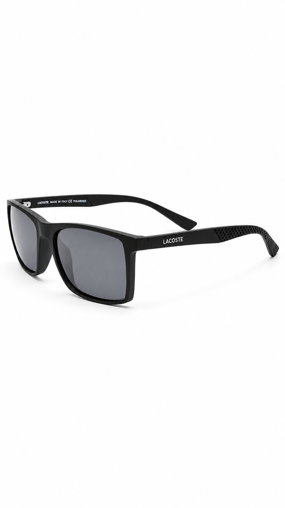 Lacoste Rectangular Matte Black Sunglasses – Silver Mirror Lenses (56-16-140)