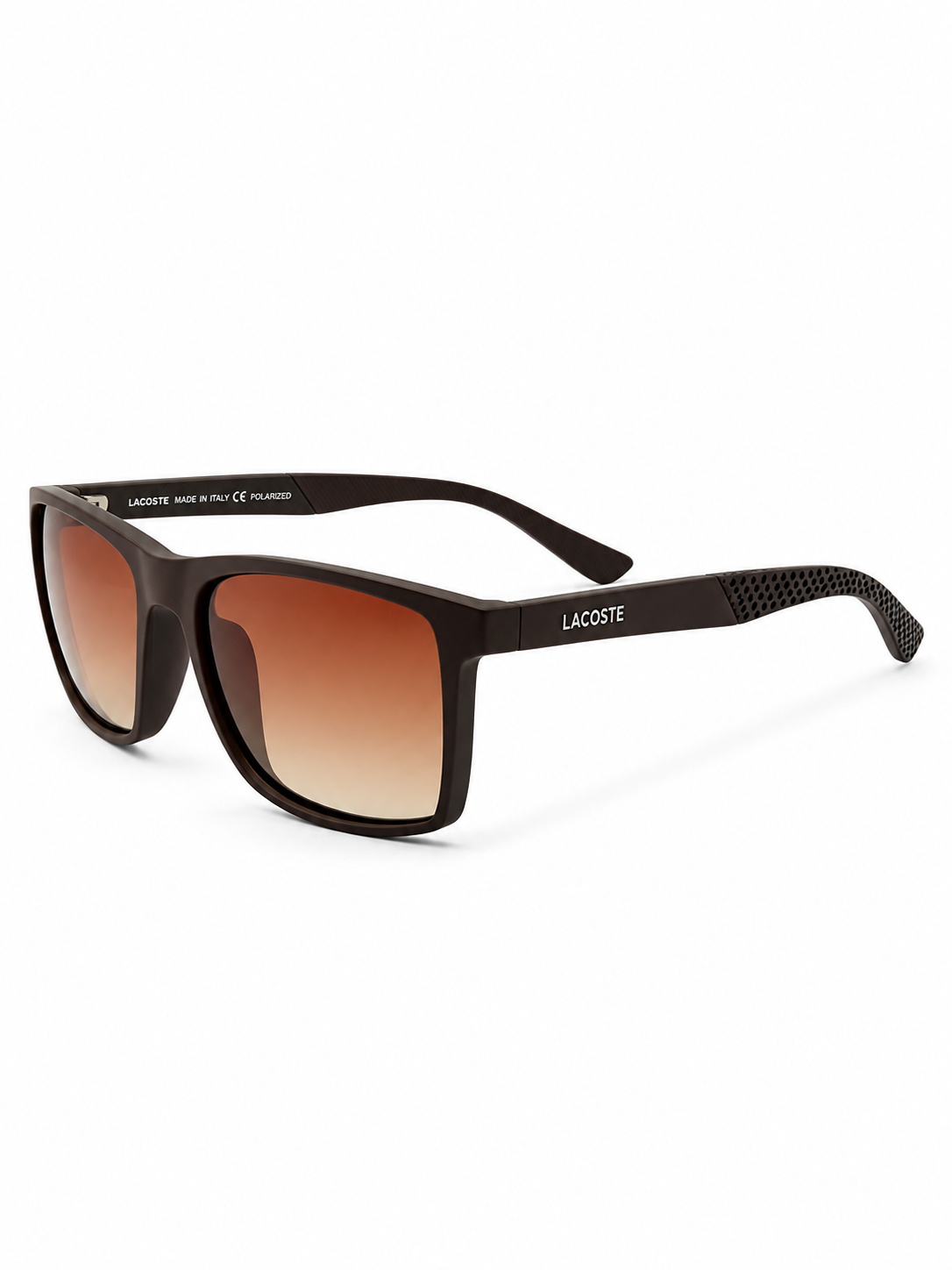 Lacoste Rectangular Matte Burgundy/Brown Sunglasses – Orange/Brown Gradient Lenses (56-16-140)