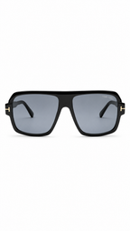 Tom Ford Camden TF933 01A Flat Top Navigator Sunglasses – Black / Grey Lenses