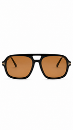 Tom Ford Falconer-02 FT0884 01H Aviator Sunglasses – Shiny Black Frame with Brown Lenses