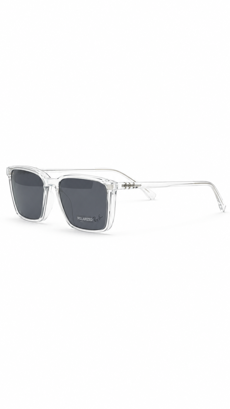 Ray-Ban RX8089 Clear Transparent Square Optical Frames with Polarized Clip-On Lenses