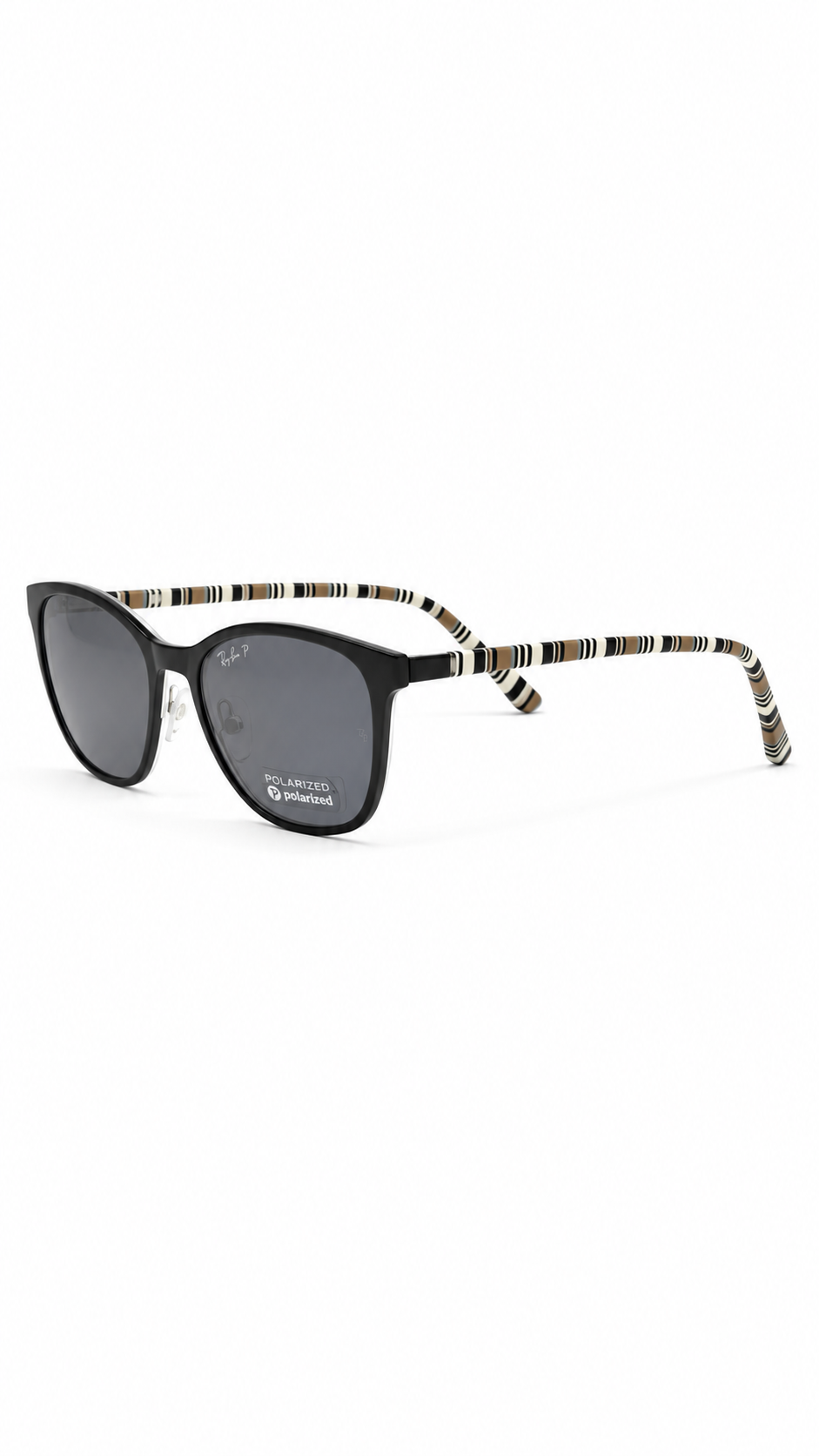 Point 6103 Matte Black Square Optical Frames with Polarized Clip-On Lenses (52mm)