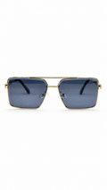 Versace 24054 Gold Double Bridge Square Navigator Sunglasses – Blue Lenses (58mm)