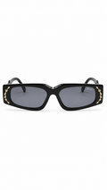 Dior 9150 Black Narrow Rectangular Sunglasses with Gold Star Embellishments (47mm)