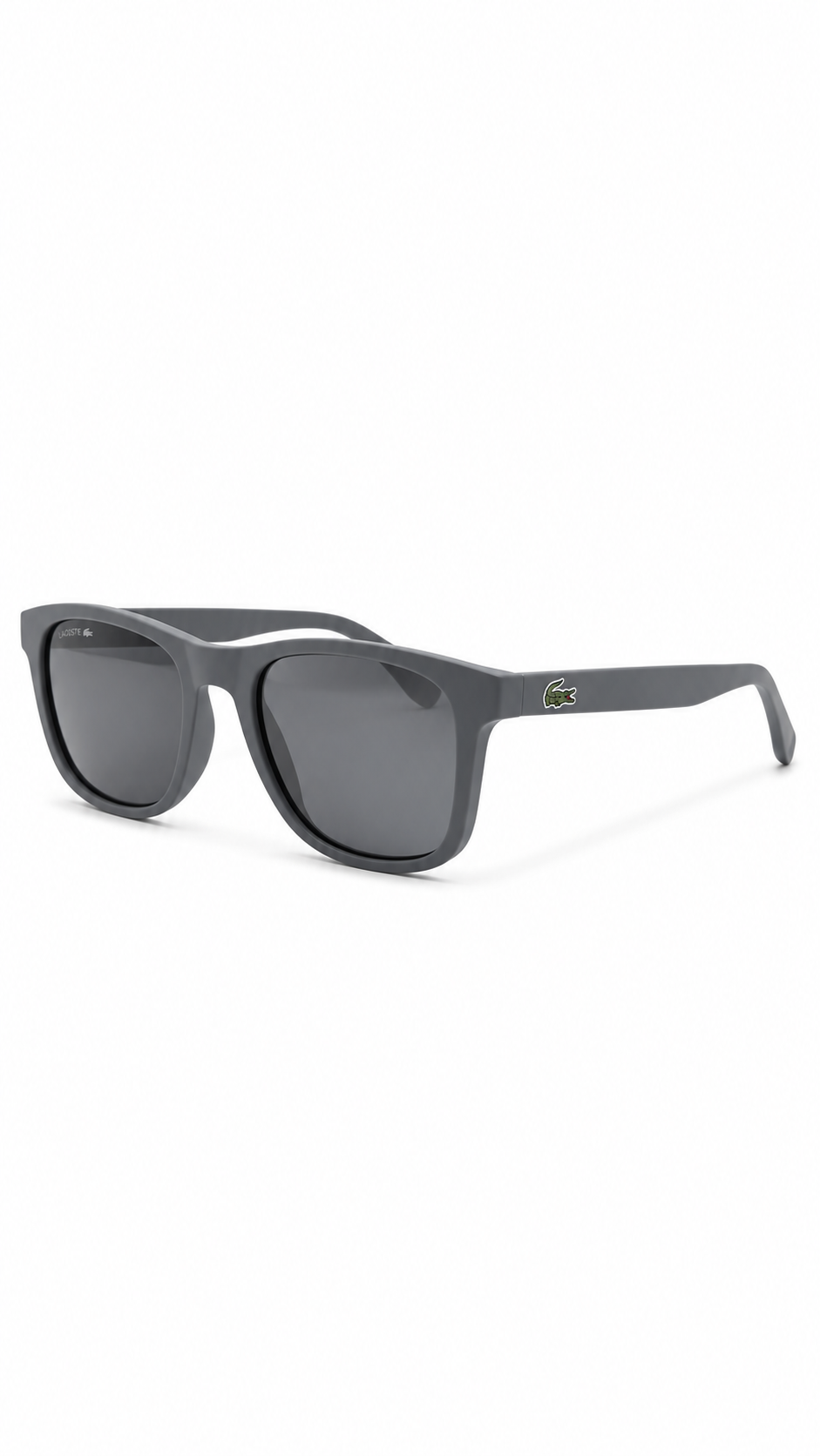 Lacoste L884S Matte Grey Square Sunglasses with Textured Temples (53mm)
