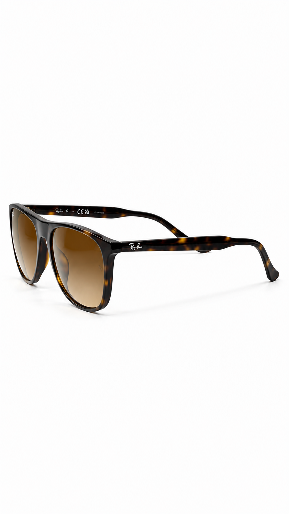 Ray-Ban RB2216F 902/57 58mm Low Bridge Fit Flat Top Sunglasses Tortoise Acetate Frame Brown Polarized Lenses