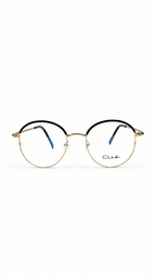 Clié Round Gold Eyeglass Frames – Black Browline Accent Metal Eyewear