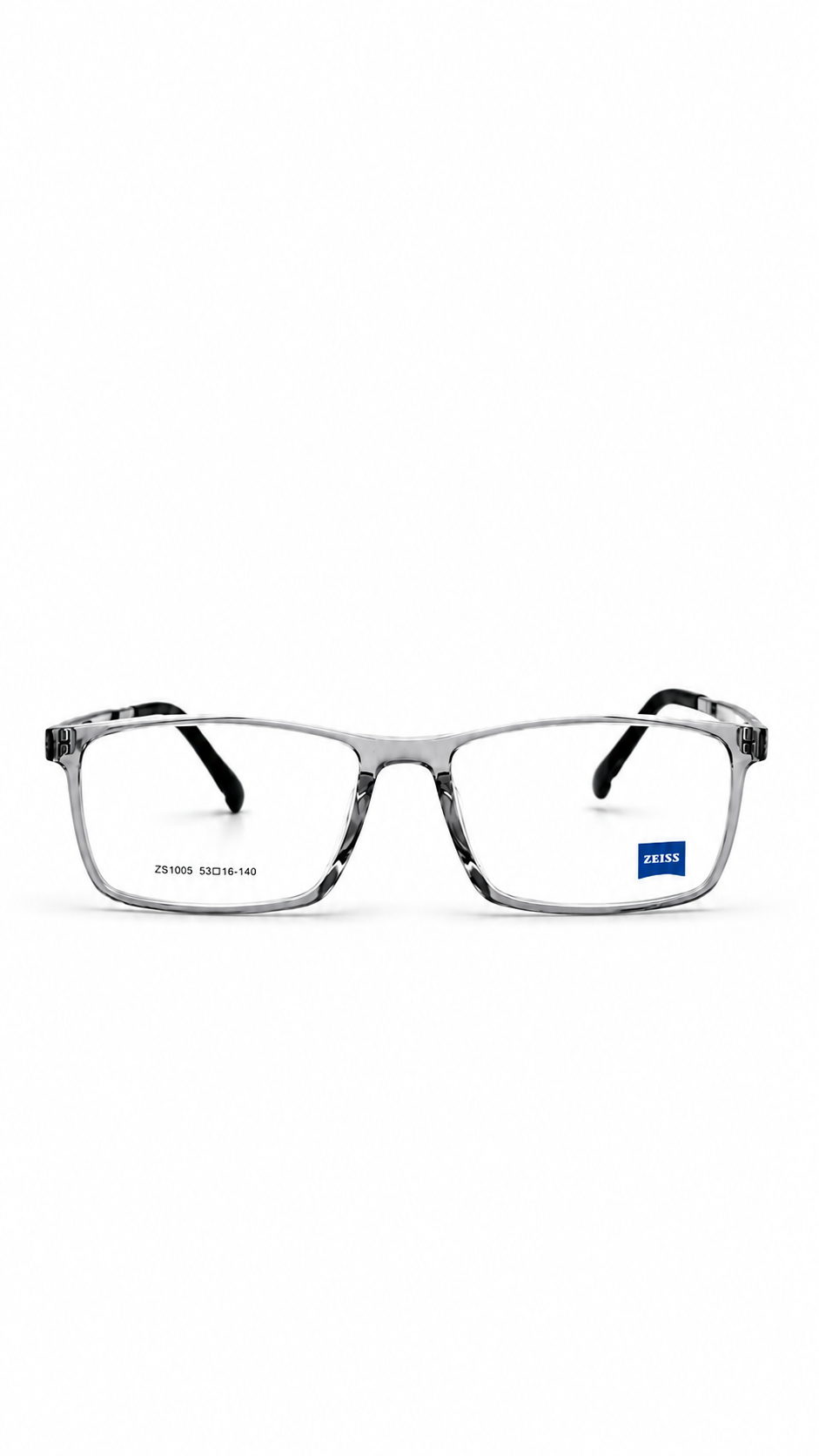 ZEISS ZS1005 Male Rectangular Glasses Frame in Transparent Charcoal Grey