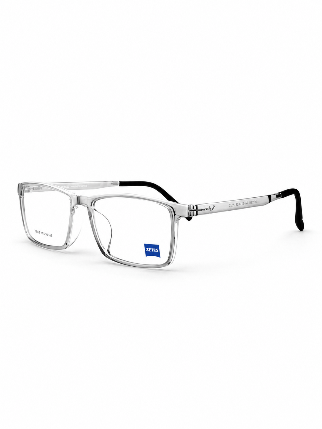 ZEISS ZS1005 Male Rectangular Glasses Frame in Transparent Charcoal Grey