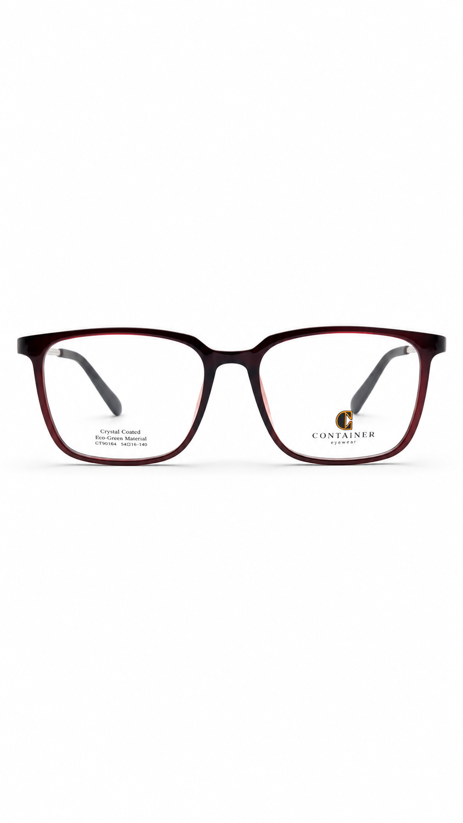 Container Eyewear Crystal Brown Rectangular Eyeglass Frame for Men