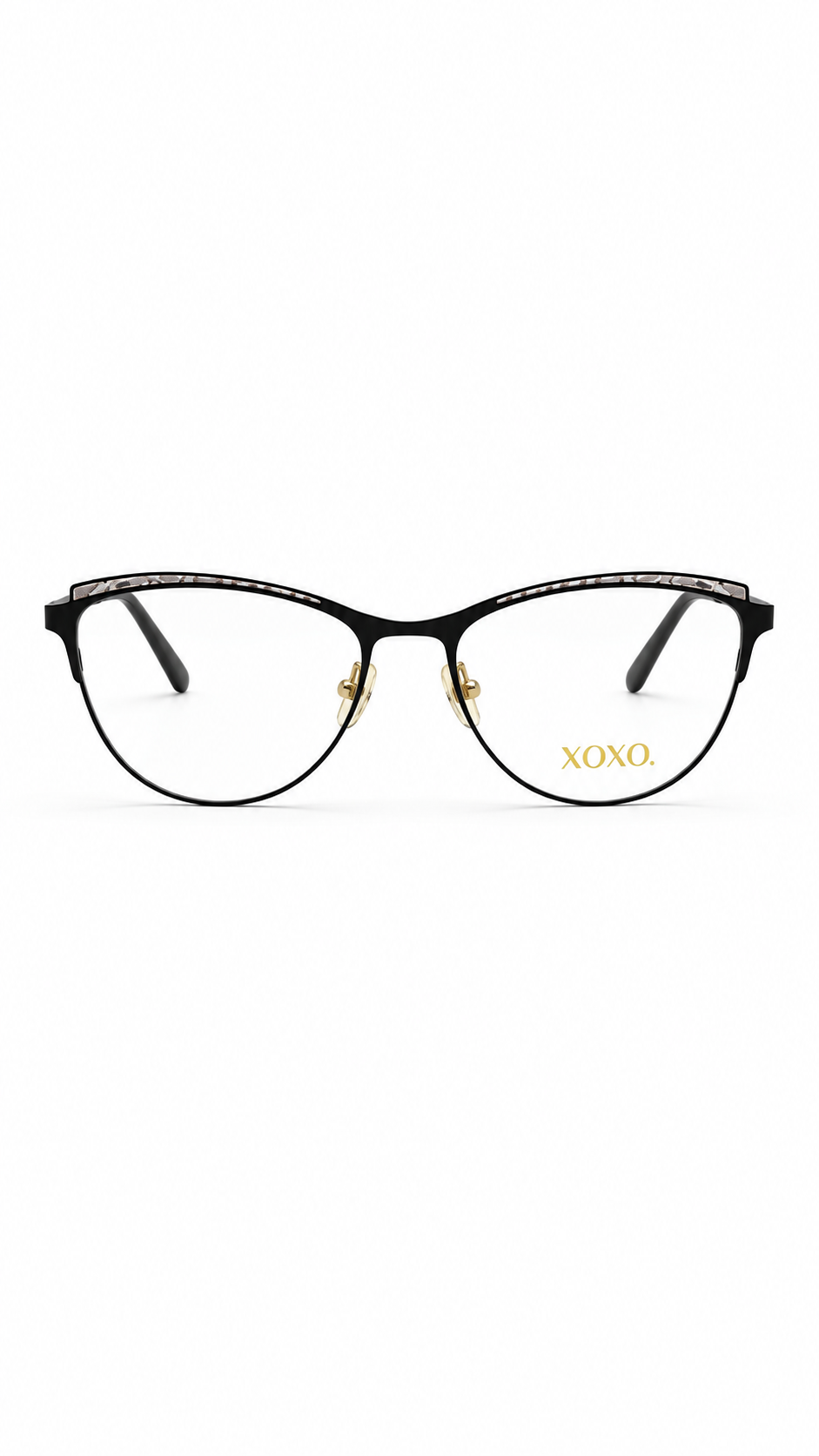 XOXO Elegant Black Semi-Rimless Cat-Eye Optical Frame