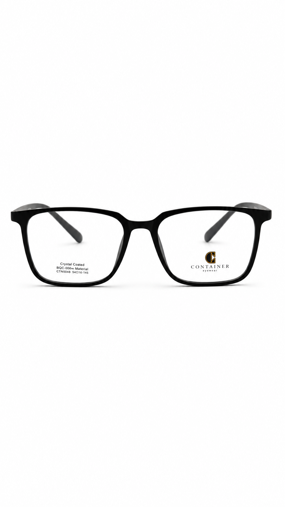 Container Eyewear Matte Black Rectangular Eyeglass Frame