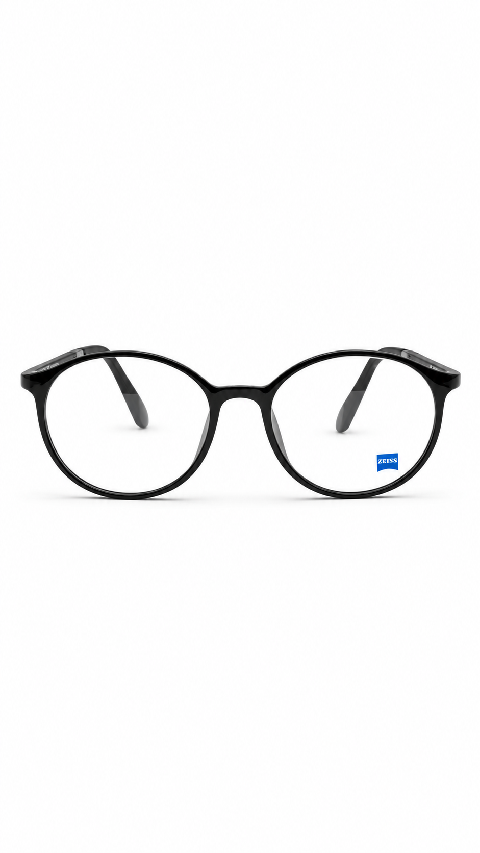 ZEISS Matte Black Round Eyeglass Frame for Men