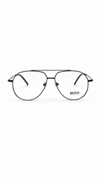 BOSS by Hugo Boss Matte Black Aviator Eyeglass Frame for Men