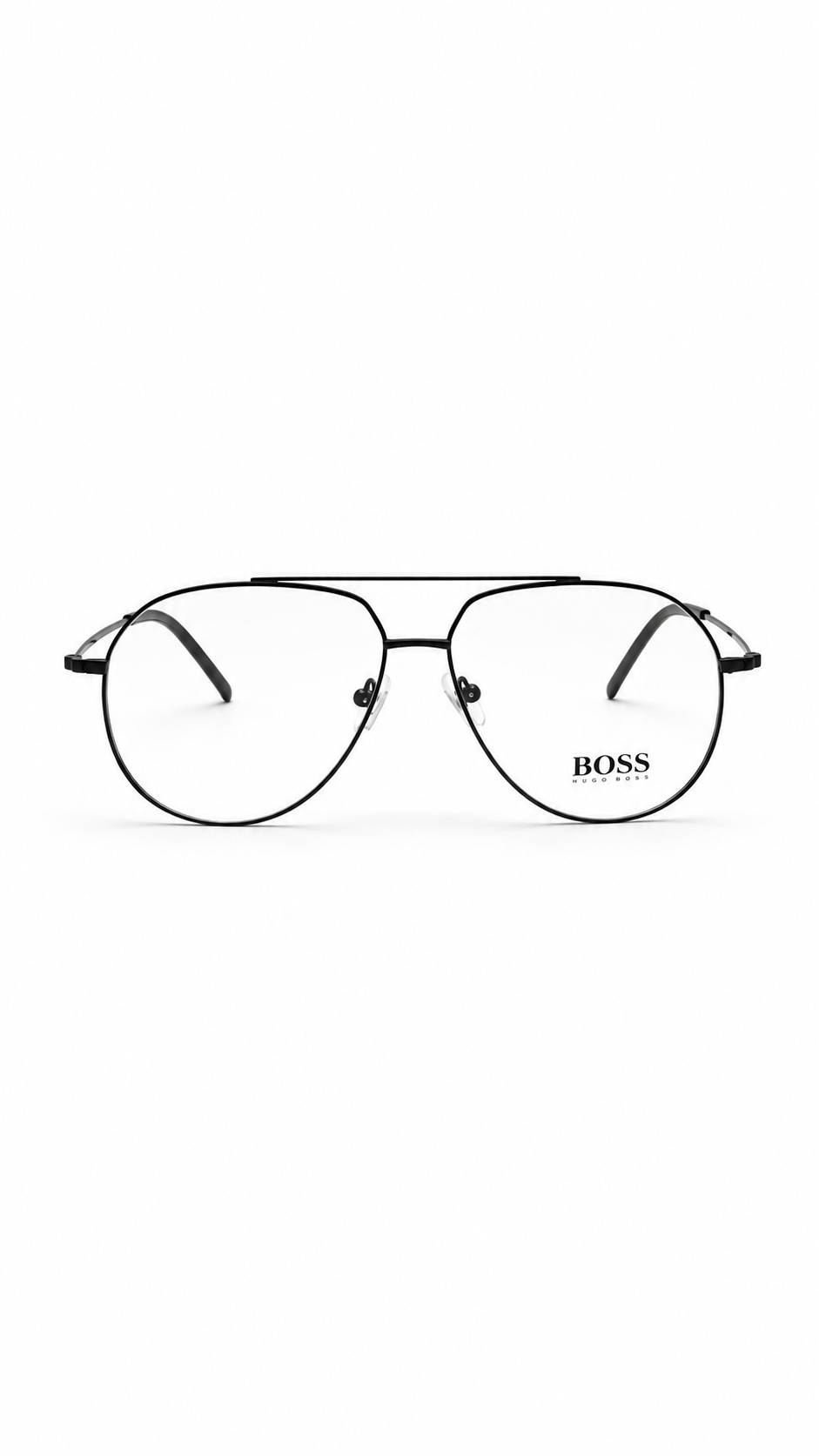 BOSS by Hugo Boss Matte Black Aviator Eyeglass Frame for Men
