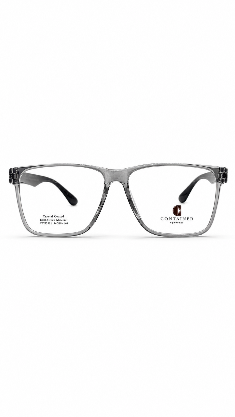 Container Eyewear Crystal Grey Rectangular Eyeglass Frame for Men